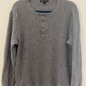 INC International Concepts Gray Ribbed Crewneck Sweater